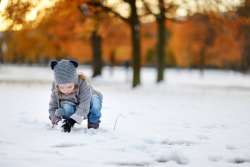 little girl playing on a snow day