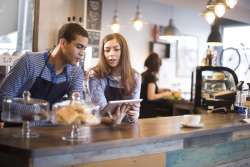 teens at a summer job making coffee