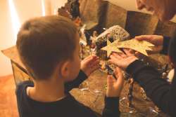 mom teaching son about interfaith holidays