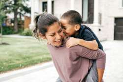 mom practicing strength-based parenting with son
