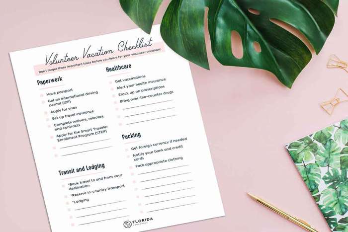 Volunteer Vacation Checklist